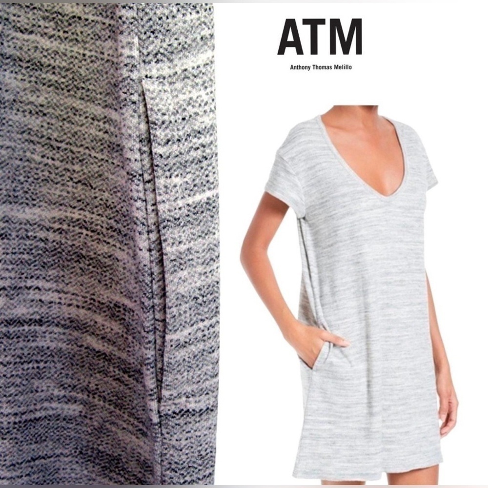 NWT ATM Anthony Thomas Melilla Sweatshirt Dress Stone Blast Size Large